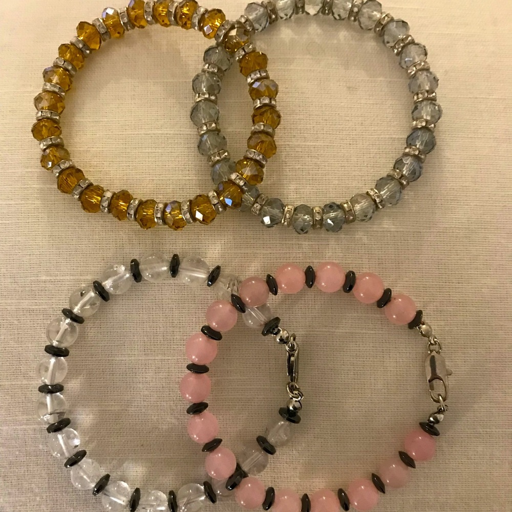2 sets of 2 beaded bracelets